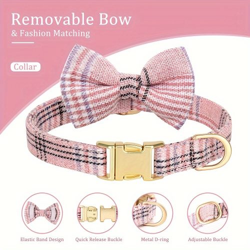 Classical Plaid No Pull Dog Harness Adjustable Lightweight Small Harness Collar And Leash Set Suitable for Cats Puppies Small Dogs Outdoor Training And Running