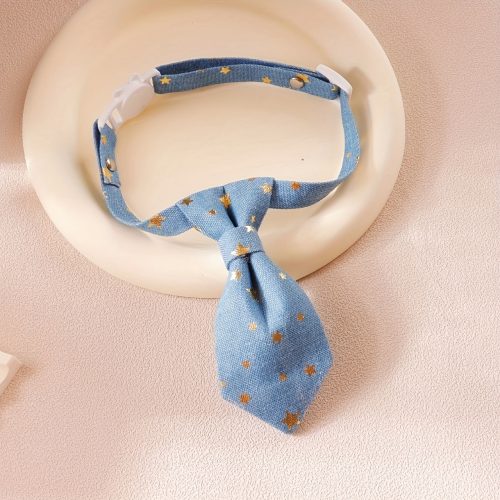 Pet Kitten Bow Collar Adjustable Cute Star Sequin Bow Decor Dog Silent Neck Circle