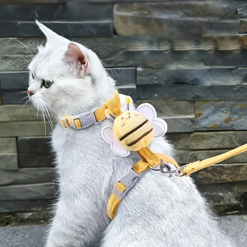 Cat Leash Chest Strap Set - Anti-break Out Special Leash - Adjustable Chest & Back Cat Leash - Red - For Cats - Walking & Outdoor Adventures - Great Gift for Cat Owners
