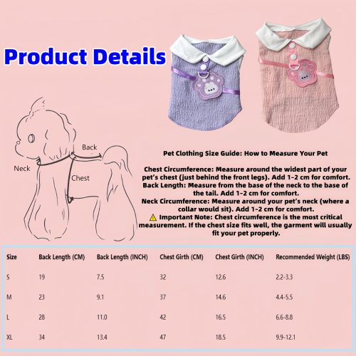 New Summer Dog Clothes, High-Elasticity Breathable Traction Harness, Cute Dog Clothes with Dog Paw Prints, Suitable for Cats And Small Dogs Weighing 1-12 Pounds, Sizes S-XL