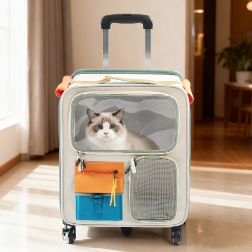 Pet Transport Box with Wheels, Expandable, Portable Large-Capacity Backpack, Cat Travel Bag, Dog Carrier, Designed for Ventilation And Breathability