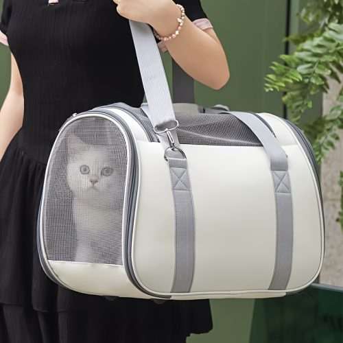 1pc Cat Bag Outdoor Portable Backpack, Dog Cat Pet Carrier Breathable Handheld Crossbody Cat Box, Foldable Breathable Small to Medium Dog Cat Crossbody Cage